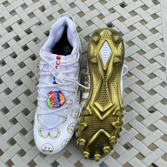Adidas Freak 22 Big Mood DSG SM Emoji White Gold Football Cleats Men's Size 13 - Picture 8 of 9